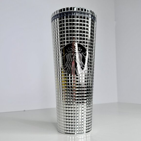 Starbucks Holiday 2023 SILVER MIRROR GRID Venti size 24oz TUMBLER‎ - Picture 2 of 2